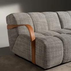 Divano Venezia in Tessuto Grigio con Dettagli in Pelle Marrone #2*Ferri 1956 Clearance