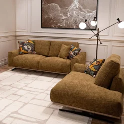 Dormeuse Boboli giallo ocra con base in pelle marrone chiaro*Mantellassi 1926