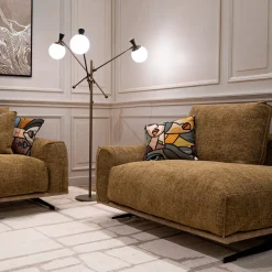 Dormeuse Boboli giallo ocra con base in pelle marrone chiaro*Mantellassi 1926