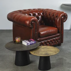 Fungo Tavolino Tondo Piccolo Con Top In Foglia Oro Su Resina Spatolata*Disain 1971 Online