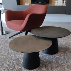 Fungo Tavolino Tondo Piccolo Con Top In Foglia Oro Su Resina Spatolata*Disain 1971 Online