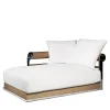 Galloway Chaise Longue da Esterno in Tessuto Bianco Impermeabile e Legno Iroko*Visionnaire Best