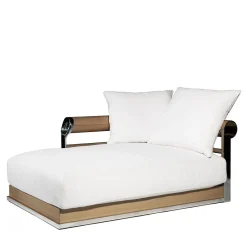 Galloway Chaise Longue da Esterno in Tessuto Bianco Impermeabile e Legno Iroko*Visionnaire Best
