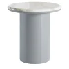 Gemini Leather And Calacatta Marble Side Table*Secolo Clearance