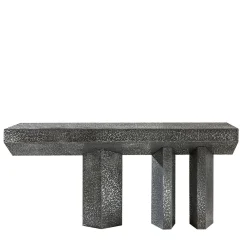 Imperfetto Console asimmetrica a tre gambe in metallo liquido di latta*Laura Meroni Clearance