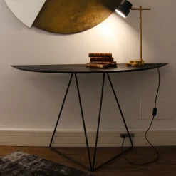 Lama Console Semiellisse Media Con Top In Resina Spatolata Color Bronzo*Disain 1971 Discount