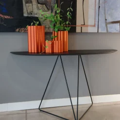 Lama Console Semiellisse Media Con Top In Resina Spatolata Color Bronzo*Disain 1971 Discount