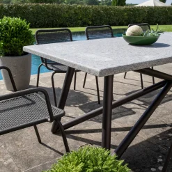 Larte 260 Tavolo da pranzo outdoor rettangolare in pietra grigia peperino e acciaio marrone*Veltha Outdoor Stone Design Discount