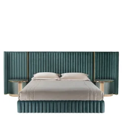 Leonardo Letto in Tessuto Blu-Verde e Acciaio Dorato*Visionnaire Best