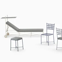 Lettino a rotelle Club in ferro battuto bianco*Dante Negro Discount