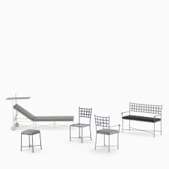 Lettino a rotelle Club in ferro battuto bianco*Dante Negro Discount