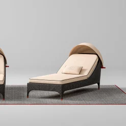 Lettino nero a 1 posto con cuscini bianchi*CPRN Homood New