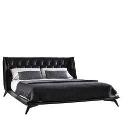 Letto 5700 Opera in pelle nera con testiera Capitonné*Vibieffe Discount