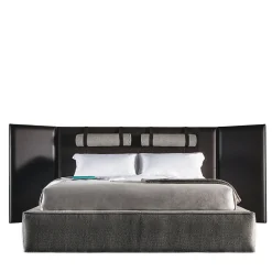 Letto 5800 Tube Grigio con Testiera in Pelle*Vibieffe Outlet