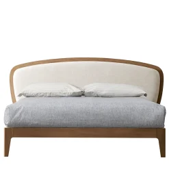 Letto Battlò in legno di noce canaletto con rivestimento in lino*Modesign Online