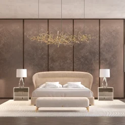 Letto Flare 02 rivestito in velluto beige*Morello Gianpaolo Clearance