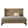 Letto imbottito beige con gambe in legno di faggio*LCI_DECORA Hot