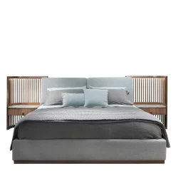 Letto in noce con comodini incorporati e struttura del letto imbottita*Annibale Colombo Discount