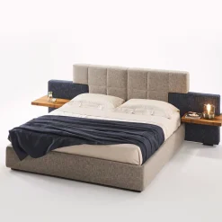 Letto matrimoniale Elba blu e grigio con comodini*Casa Covre Online