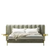 Letto matrimoniale in tessuto verde salvia canalizzato Ibisco*Black Tie Online
