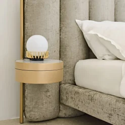 Letto matrimoniale in tessuto verde salvia canalizzato Ibisco*Black Tie Online