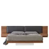 Letto matrimoniale York Soft in pelle nera e noce canaletto*Modesign Discount