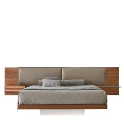 Letto matrimoniale York Soft in pelle stone e noce canaletto*Modesign Sale