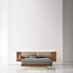 Letto matrimoniale York Soft in pelle stone e noce canaletto*Modesign Sale