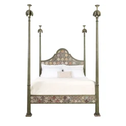 Letto Roma Verde con Motivo Marmorizzato*Porte Italia