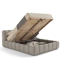Letto Sacai con contenitore e panca in pelle grigia*Franco Ferri Clearance