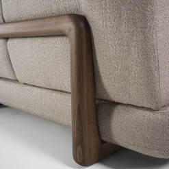 Letto Sospiro in noce massello e tessuto bouclé tortora*Riva 1920 Best