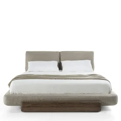 Letto Sospiro in noce massello e tessuto bouclé tortora*Riva 1920 Best