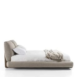 Letto Sospiro in noce massello e tessuto bouclé tortora*Riva 1920 Best