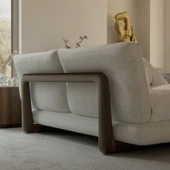 Letto Sospiro in noce massello e tessuto bouclé tortora*Riva 1920 Best