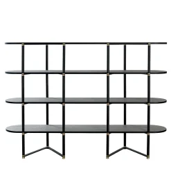 Libreria Boomerang in metallo nero e ottone con 4 ripiani di Pietro Russo Design*Casamilano Best