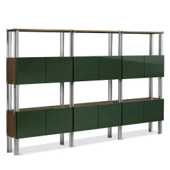 Libreria Flexor Verde In Legno e Metallo di Gio Ponti*Ghidini 1961 Hot