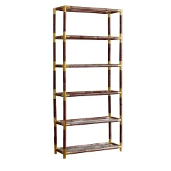 Libreria in Bambù Scuro con Finiture in Ottone*Molto Collectibles Outlet