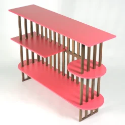 Libreria Lido a tre livelli in legno rosa*Medulum Hot