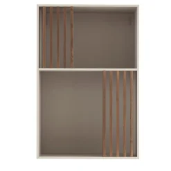 Libreria Mondrian Beige Pechino con dettagli in legno massello tinto noce*Morica Design Best