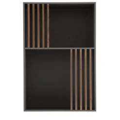 Libreria Mondrian Grigio Vulcano con Accenti in Legno Massello Tinto Noce*Morica Design Best