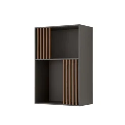 Libreria Mondrian Grigio Vulcano con Accenti in Legno Massello Tinto Noce*Morica Design Best