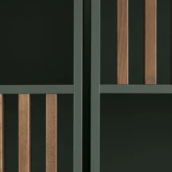 Libreria Mondrian Verde Amazzonia con Accenti in Legno di Frassino*Morica Design Outlet