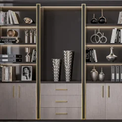 Libreria Nera e Marrone con Porte in Eucalipto della Collezione Studio Privè*Guerra Vanni Discount