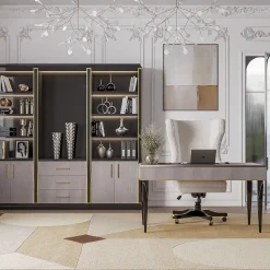 Libreria Nera e Marrone con Porte in Eucalipto della Collezione Studio Privè*Guerra Vanni Discount