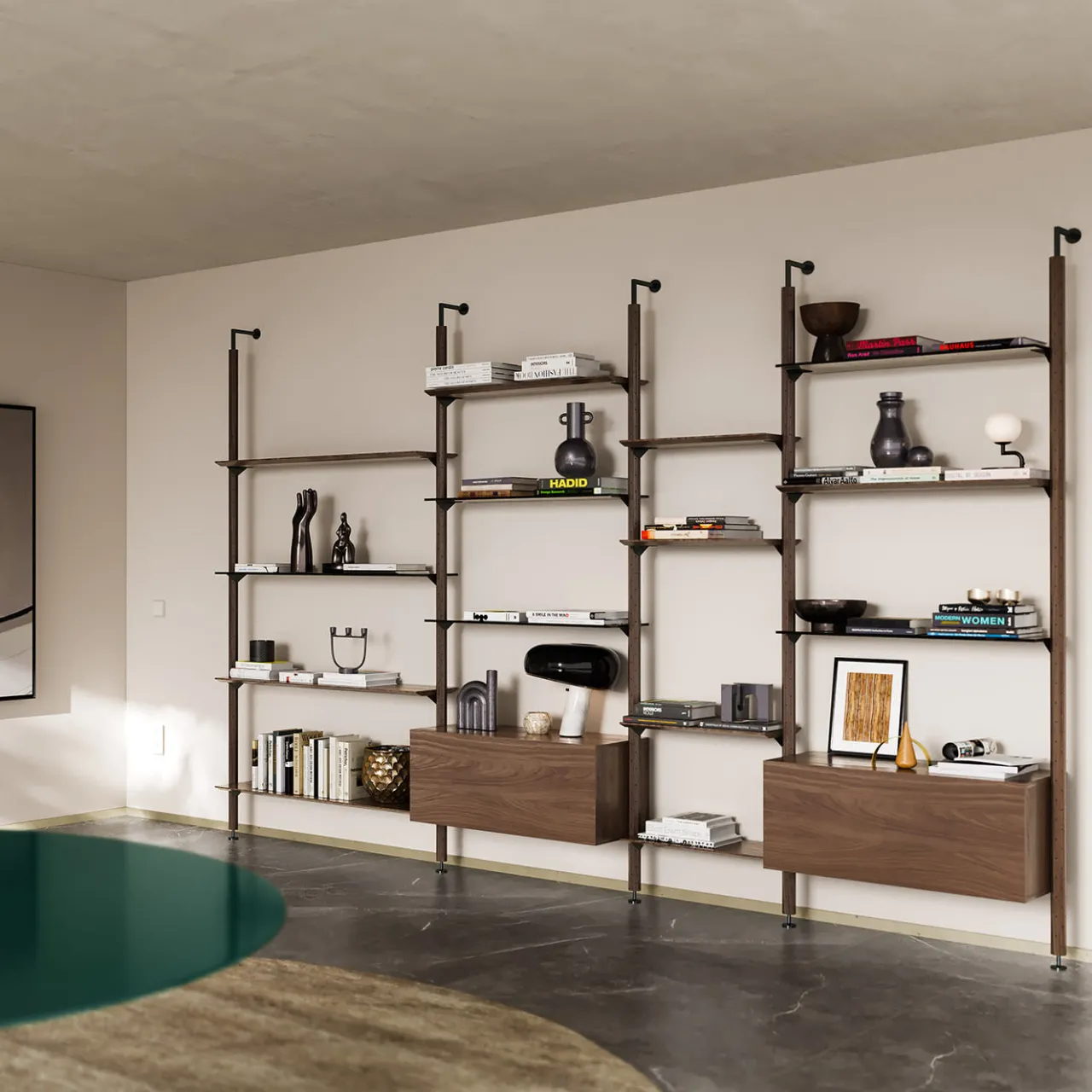 Libreria Octagon in legno di frassino con 10 ripiani di Norberto Delfinetti*Pacini & Cappellini Best