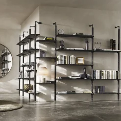 Libreria Octagon in legno di frassino con 10 ripiani di Norberto Delfinetti*Pacini & Cappellini Best