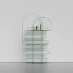 Libreria scultorea in metallo e marmo verde LateB #2*Enrico Girotti New