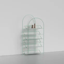 Libreria scultorea in metallo e marmo verde LateB #2*Enrico Girotti New