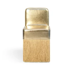 Lilli Poltrona in pelle metallizzata oro brillante con frange in lurex*Lorenza Bozzoli Couture