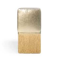 Lilli Poltrona in pelle metallizzata oro brillante con frange in lurex*Lorenza Bozzoli Couture